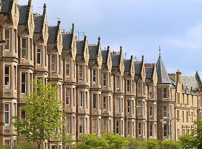 Victorian tenement housing in Edinburgh, Scotland