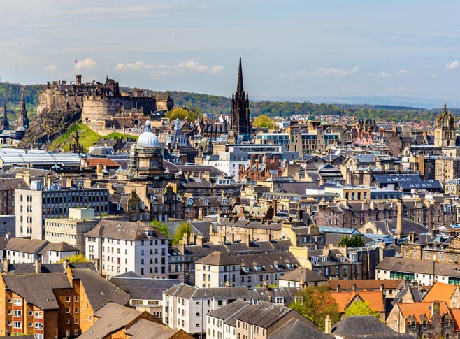 View of the city centre of Edinburgh, Scotland