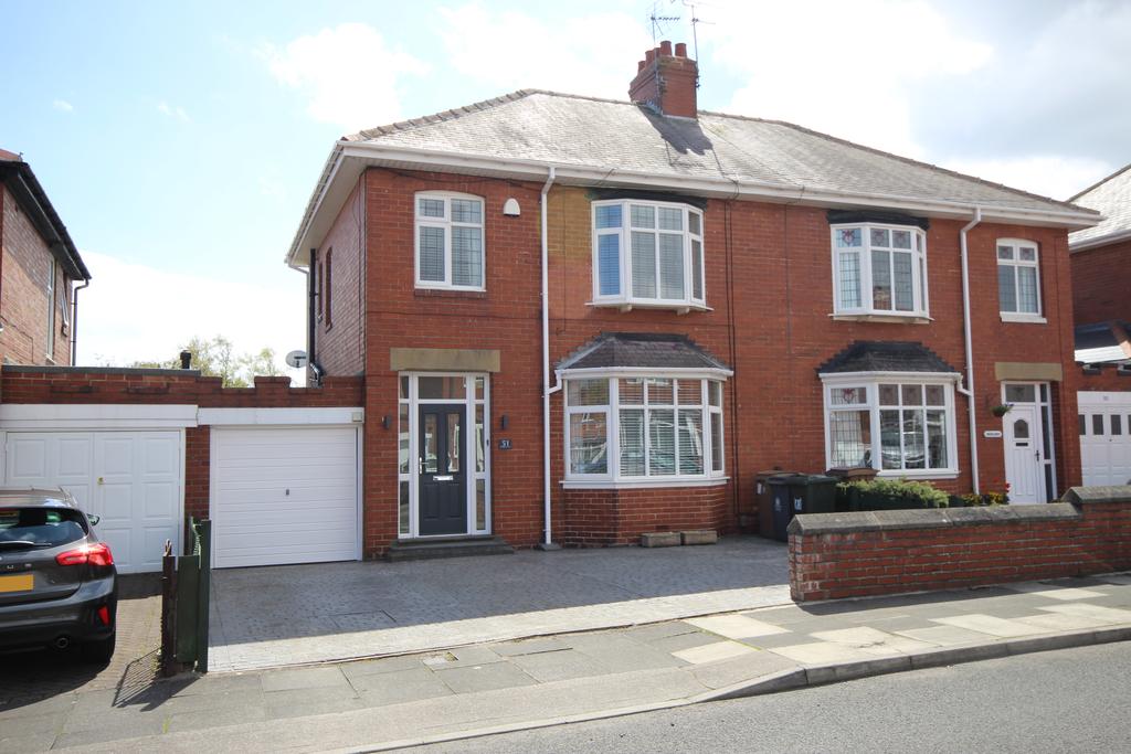 Wembley Avenue, Monkseaton, Whitley Bay, NE25 8TA 3 bed semidetached