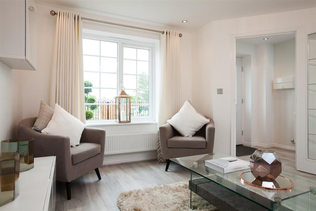 Large window floods the room with natural light