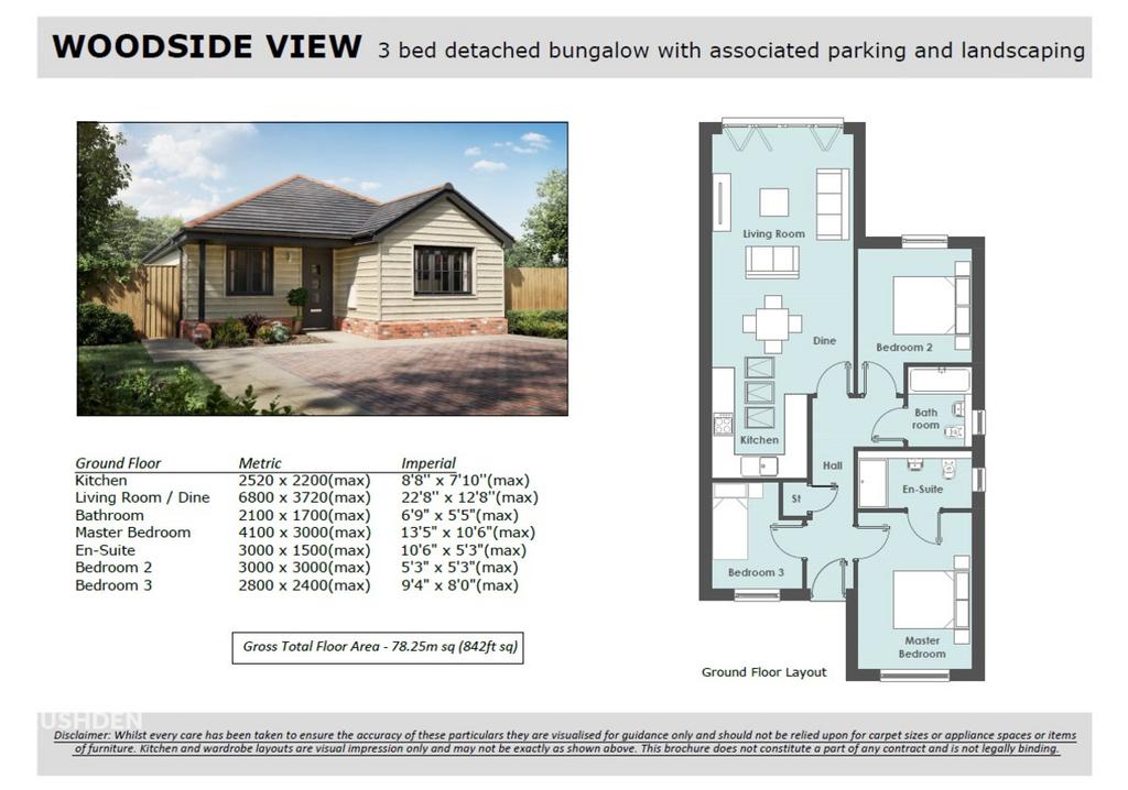 Woodside View, Hall Park Lane, Rushden 3 bed bungalow