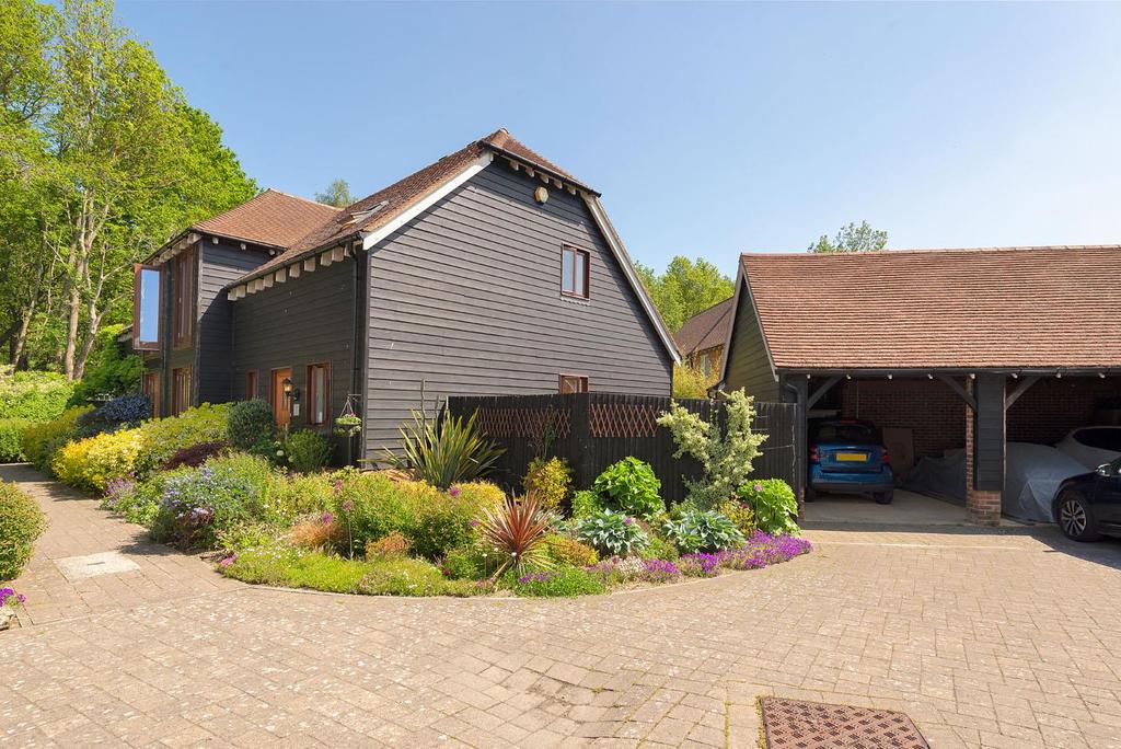 Front Elevation with Car Barn &amp; Driveway