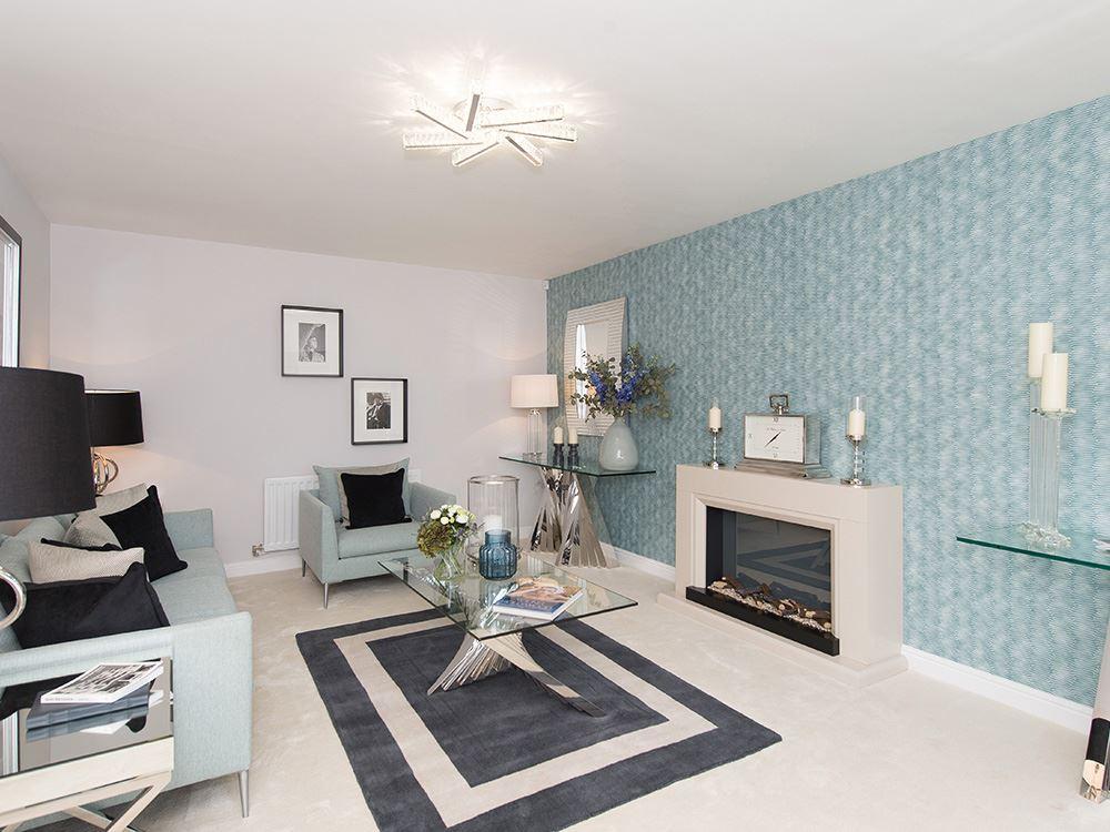 Light and spacious living room with feature bay window