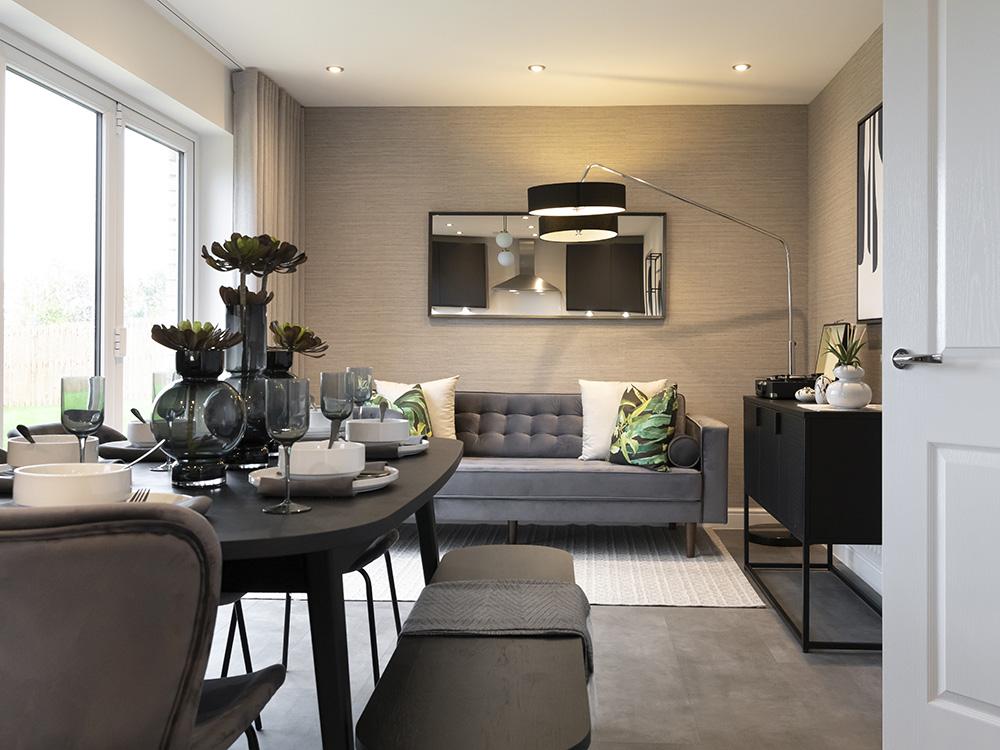Representation of a Story kitchen/dining room with bi-fold doors