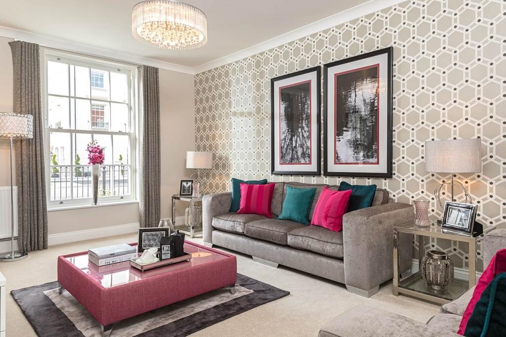 Spacious lounge with French doors with plenty of space for two sofas
