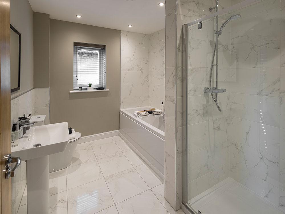 Extensively tiled bathroom