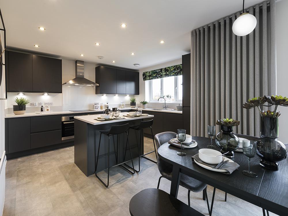 Kitchen/dining/family area with stylish island unit