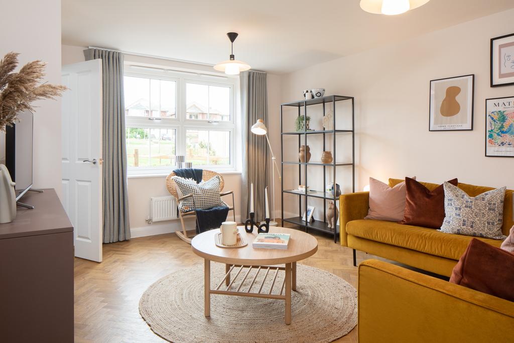 Spacious lounge with big windows, archford, 3 bed house type