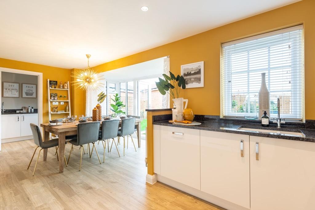 Holden open-plan kitchen with dining/family areas and French doors
