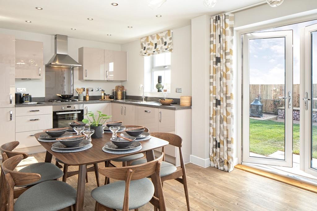 Kitchen/dining area and french doors to garden of the Hadley 3 bedroom home