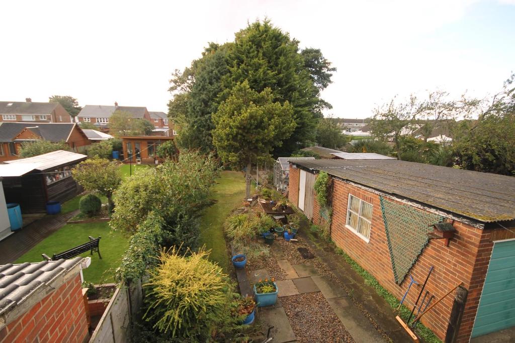 View over rear garden from bedroom two