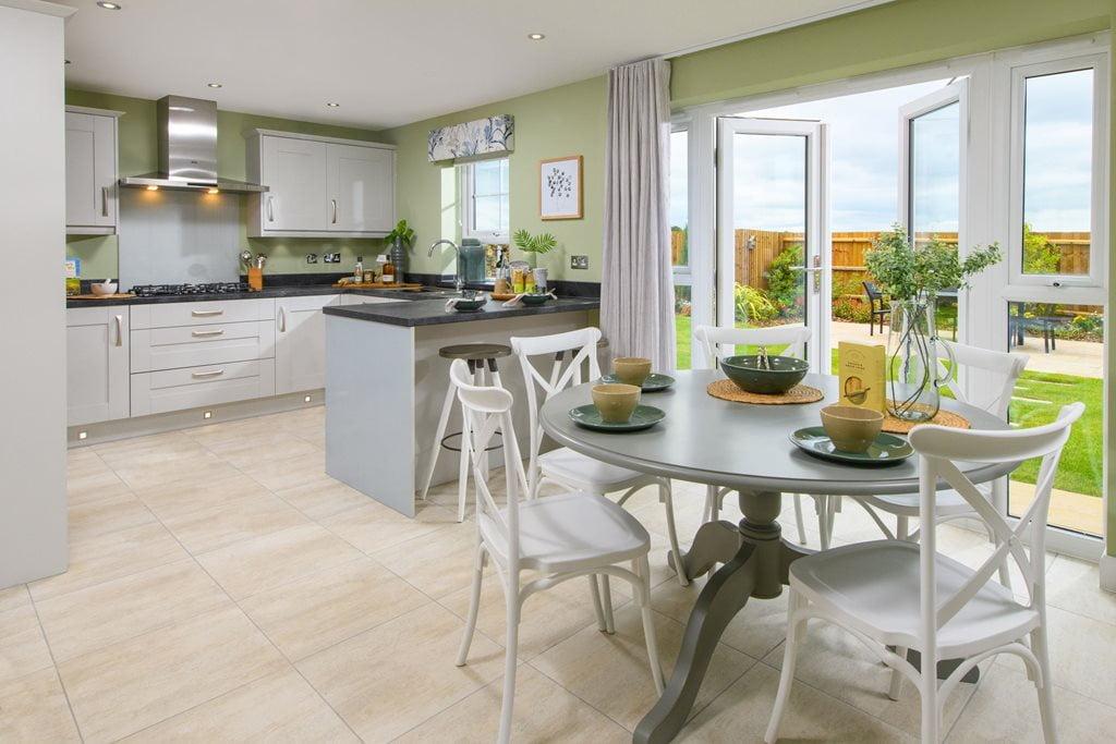 Open plan kitchen in the Lamberton show home