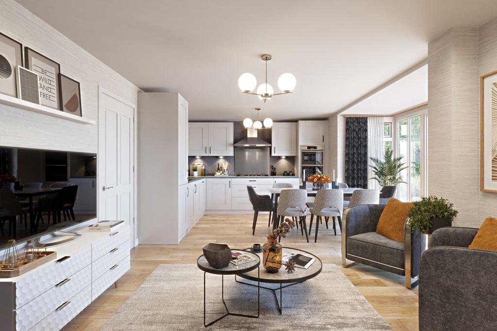 Kitchen family and dining room in a 4 bed Exeter