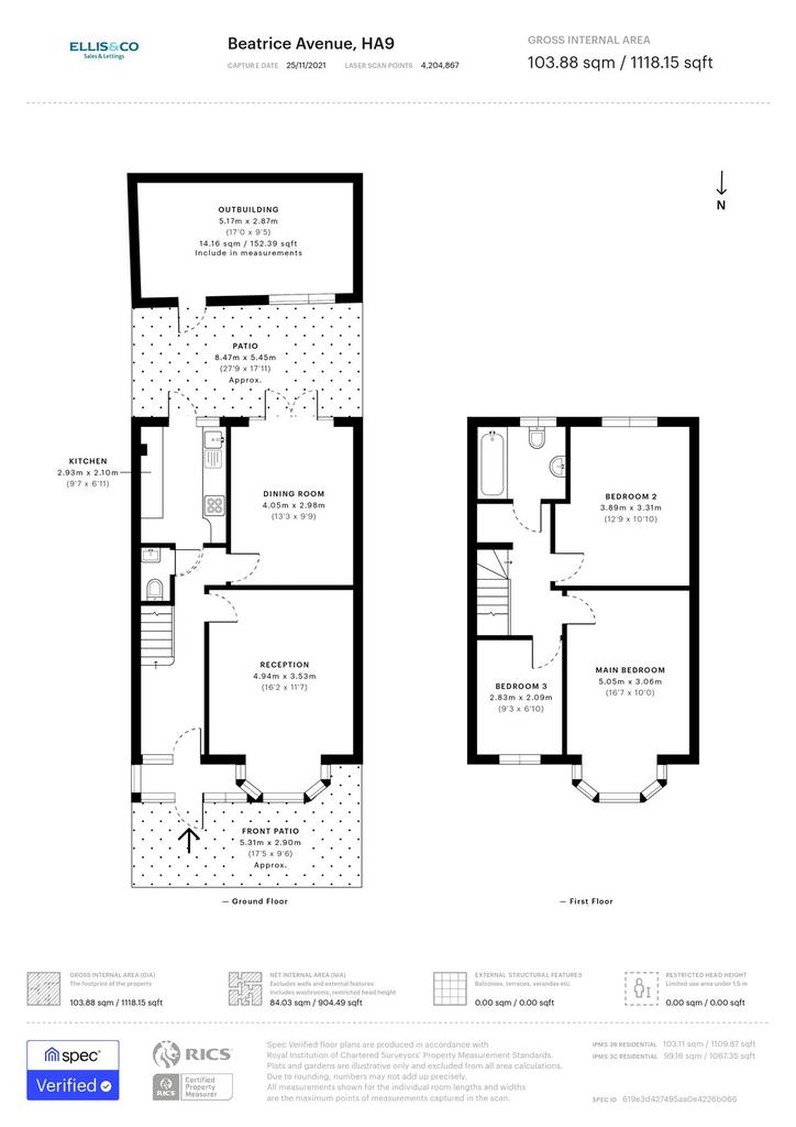 Beatrice Avenue Wembley HA9 3 bed terraced house 2 000 pcm