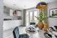 The kitchen/dining area features double doors out to the garden