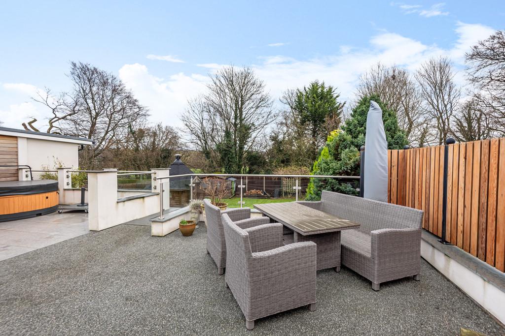 Sun terrace with steps to the lower garden