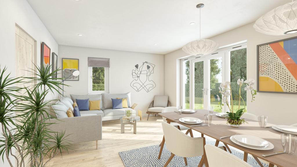 Kitchen, dining, family area