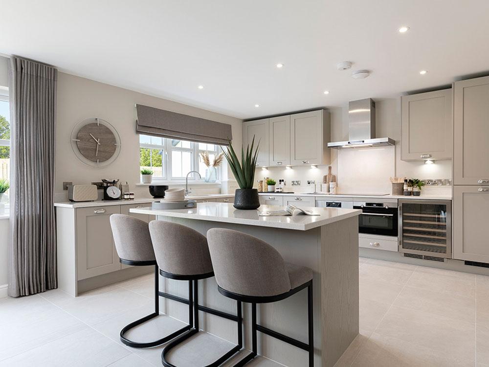 Spacious kitchen/family/dining area with French doors
