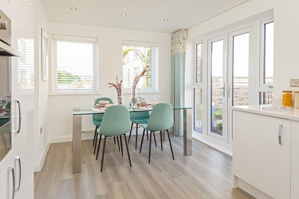 Internal image of the open plan kitchen of the Hesketh Show Home at Canalside @ Wichelstowe, Swindon