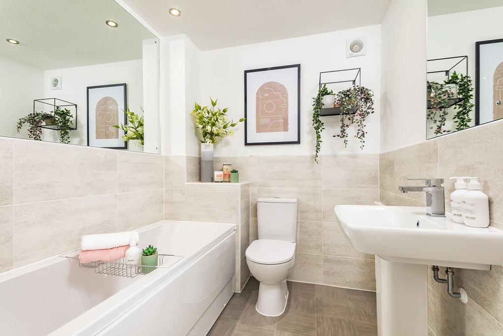 Internal image of the family bathroom in the Hesketh Show Home at Canalside @ Wichelstowe, Swindon
