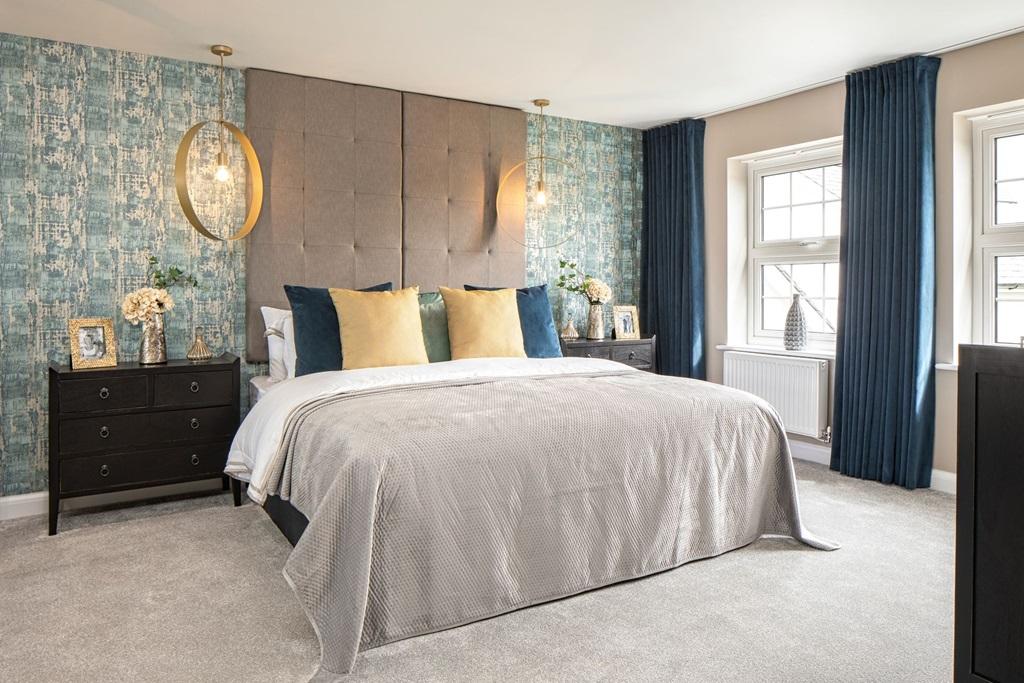 Inside view of main bedroom in the Chelworth Show Home at Embden Grange