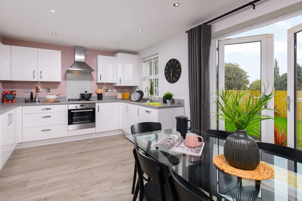 The Archford Show Home kitchen with French doors to the garden