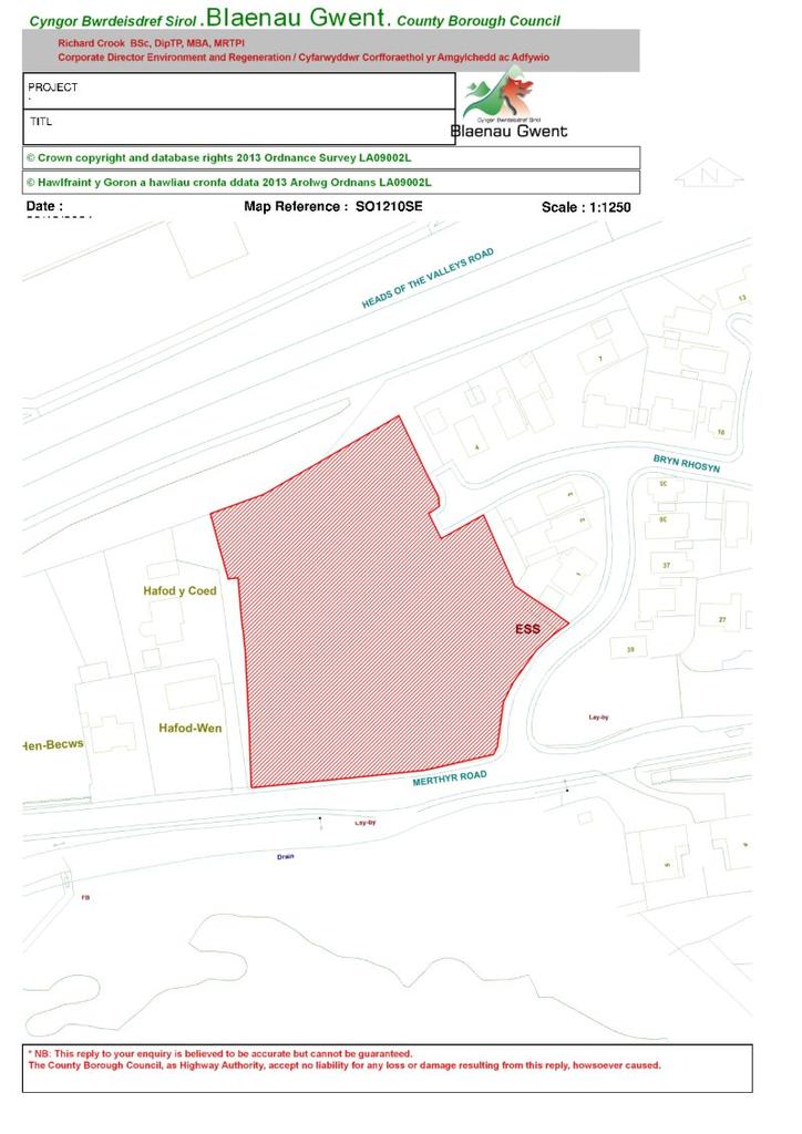 Land at Merthyr Road, Tredegar, NP22 3BE Land £55,000