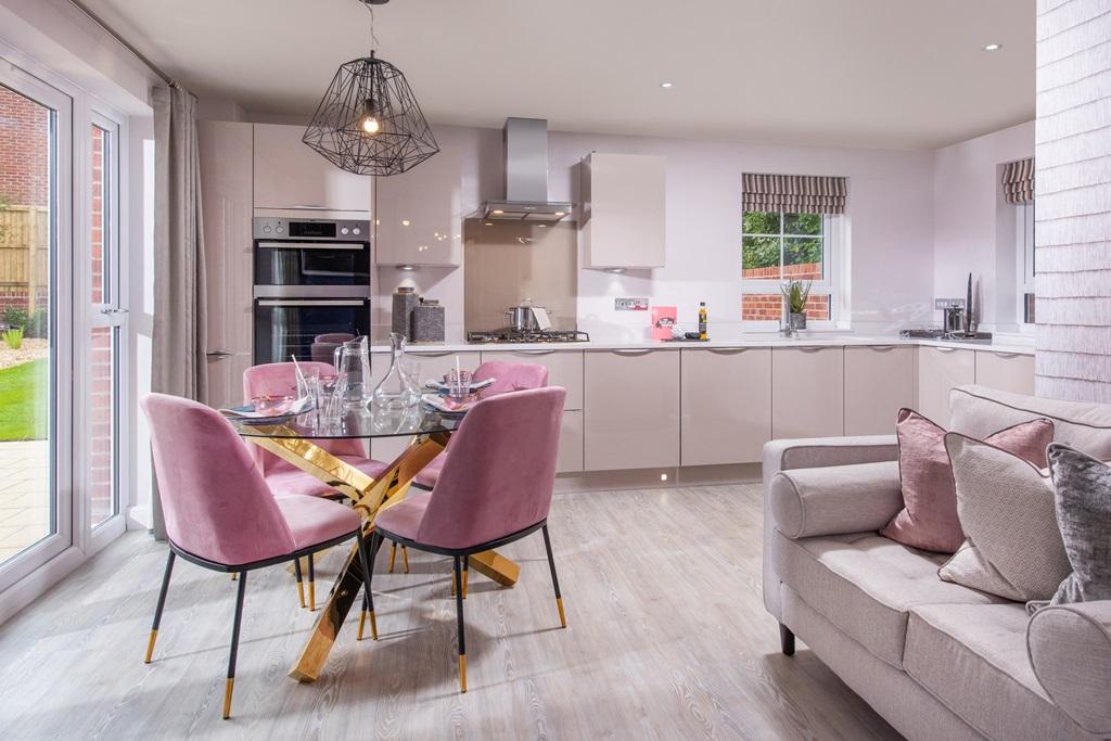 Internal image of the Alnmouth 4 bedroom kitchen/dining room with french doors to garden