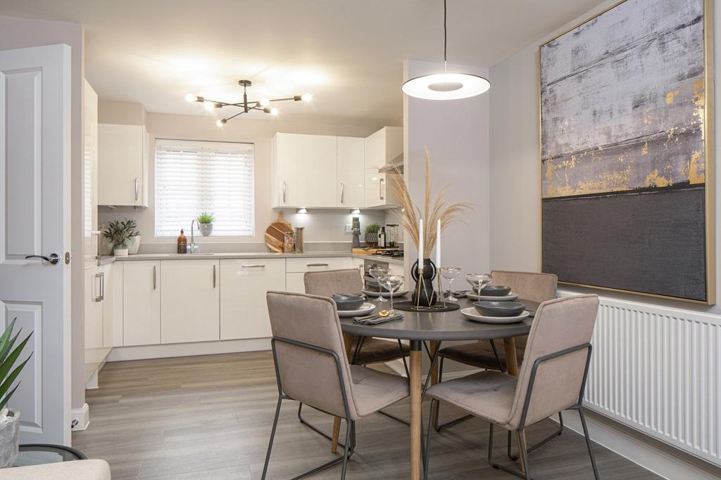 Dining and kitchen area in an apartment