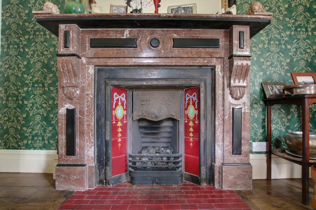Fireplace in dining room