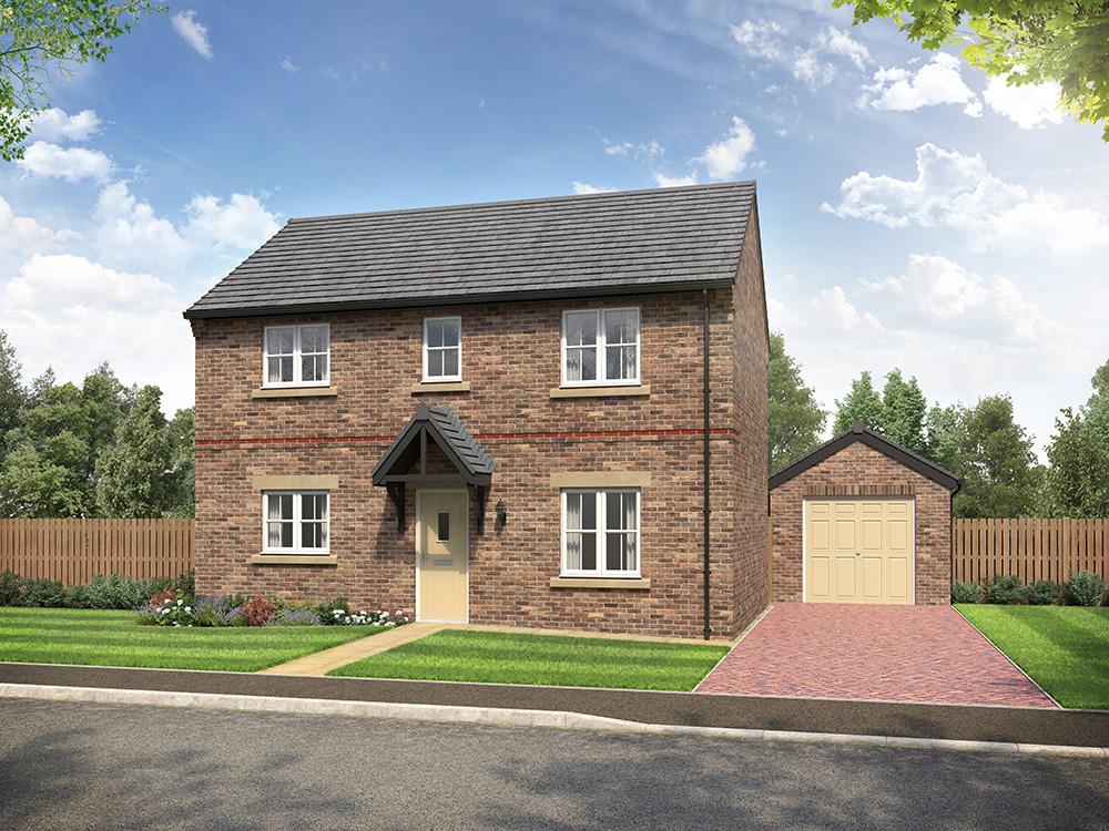 External CGI of 3-bedroom Cooper with detached garage