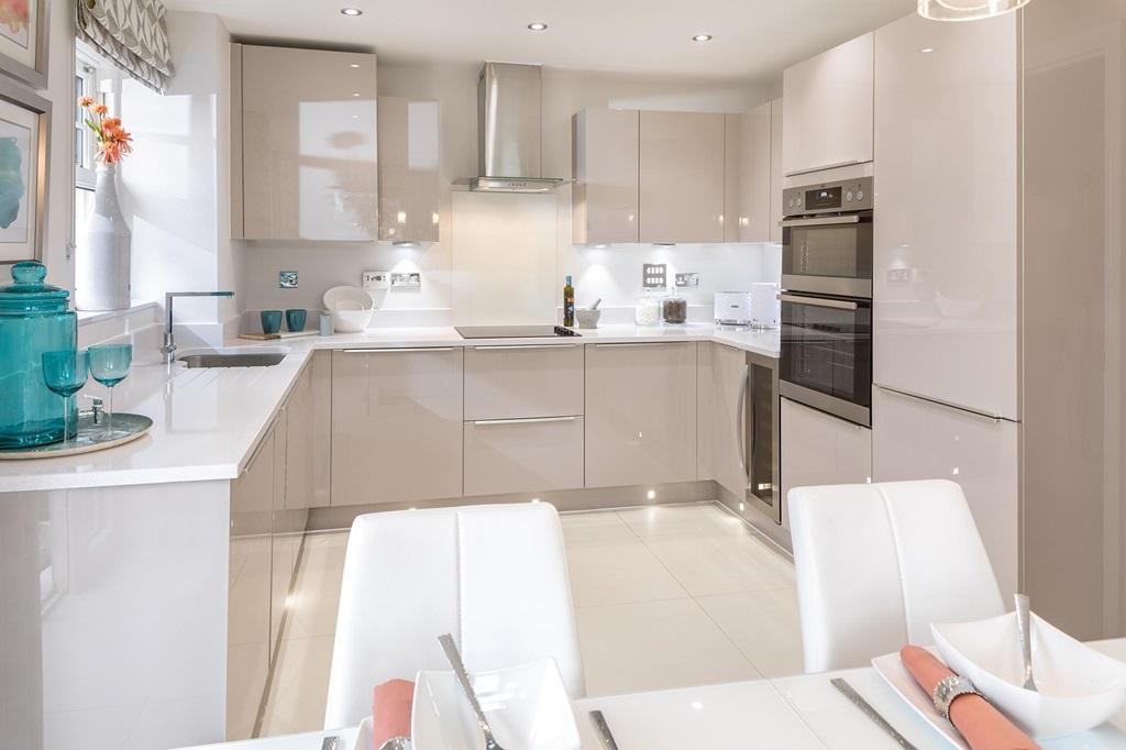 Open-plan kitchen diner with French doors