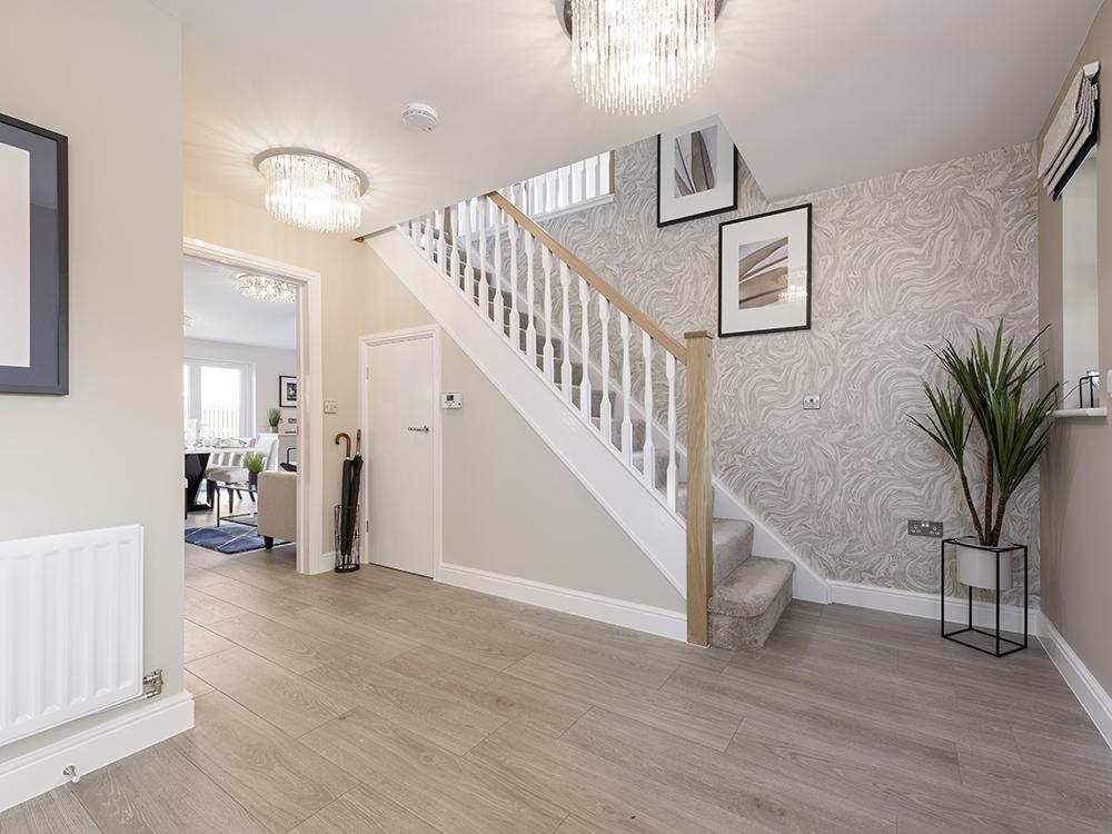 Spacious hallway leading to the kitchen/dining/family area