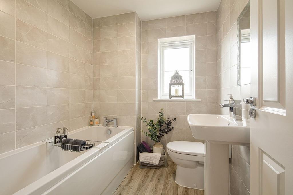 Inside view of the family bathroom in the Woodcote.