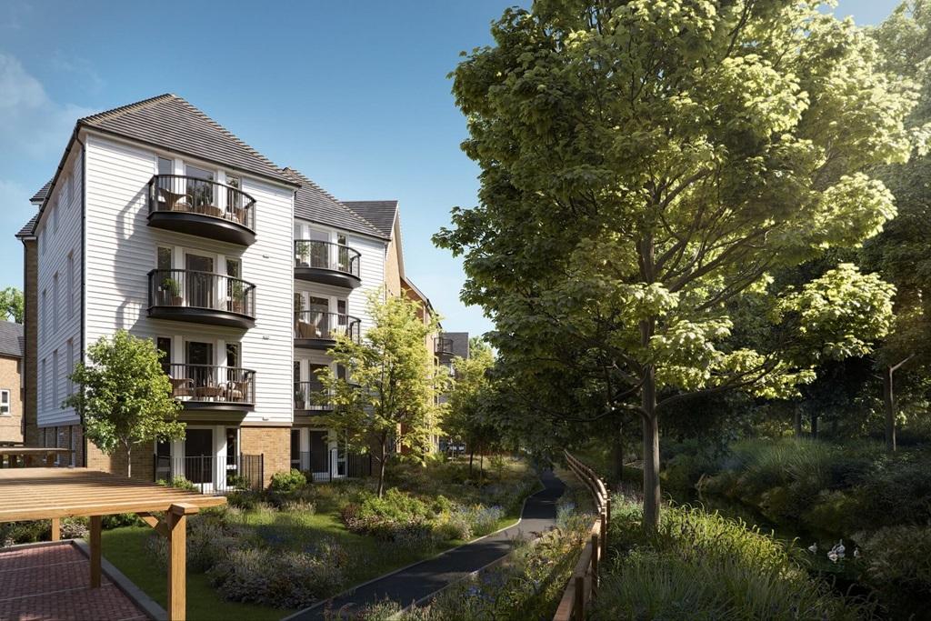 Enjoy rural views (apartment street scene CGI)