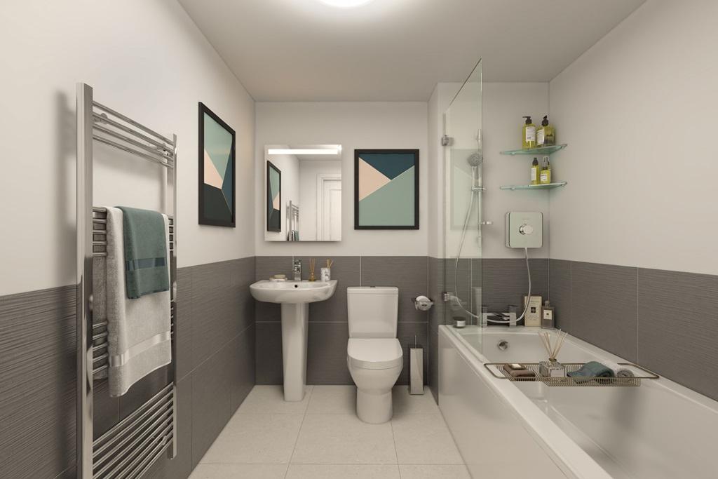 Interior view of a typical apartment bathroom
