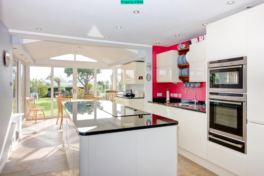 Kitchen area with island