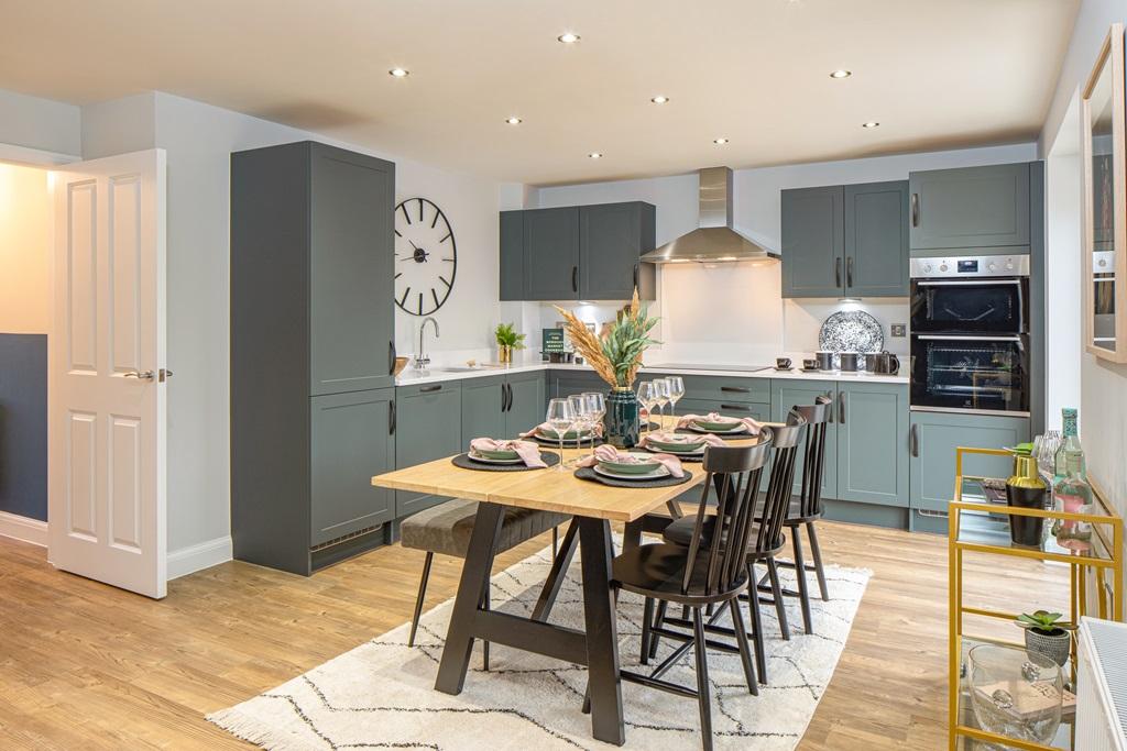 Open plan kitchen with dining area in the Ingleby 4 bedroom home
