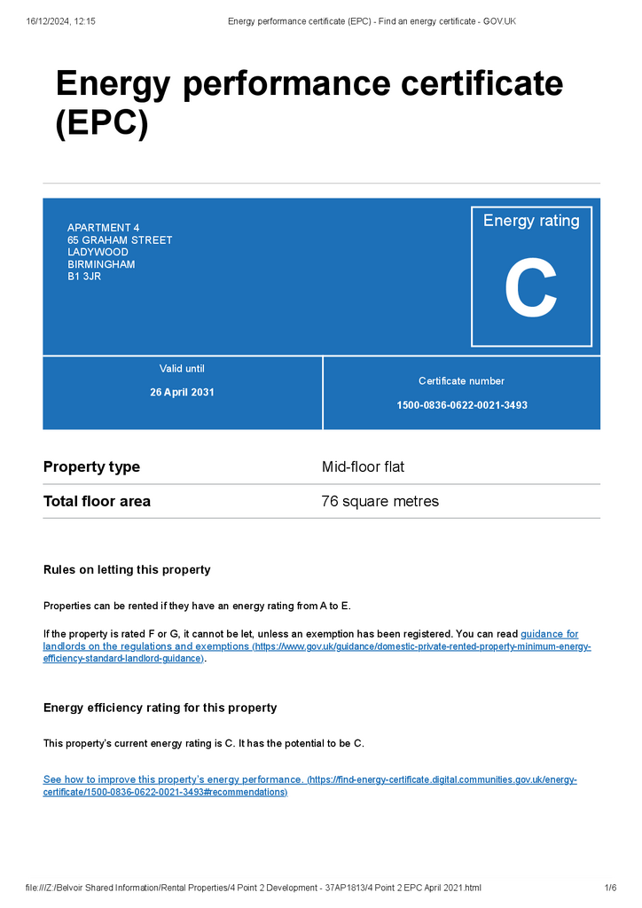EPC Certificate