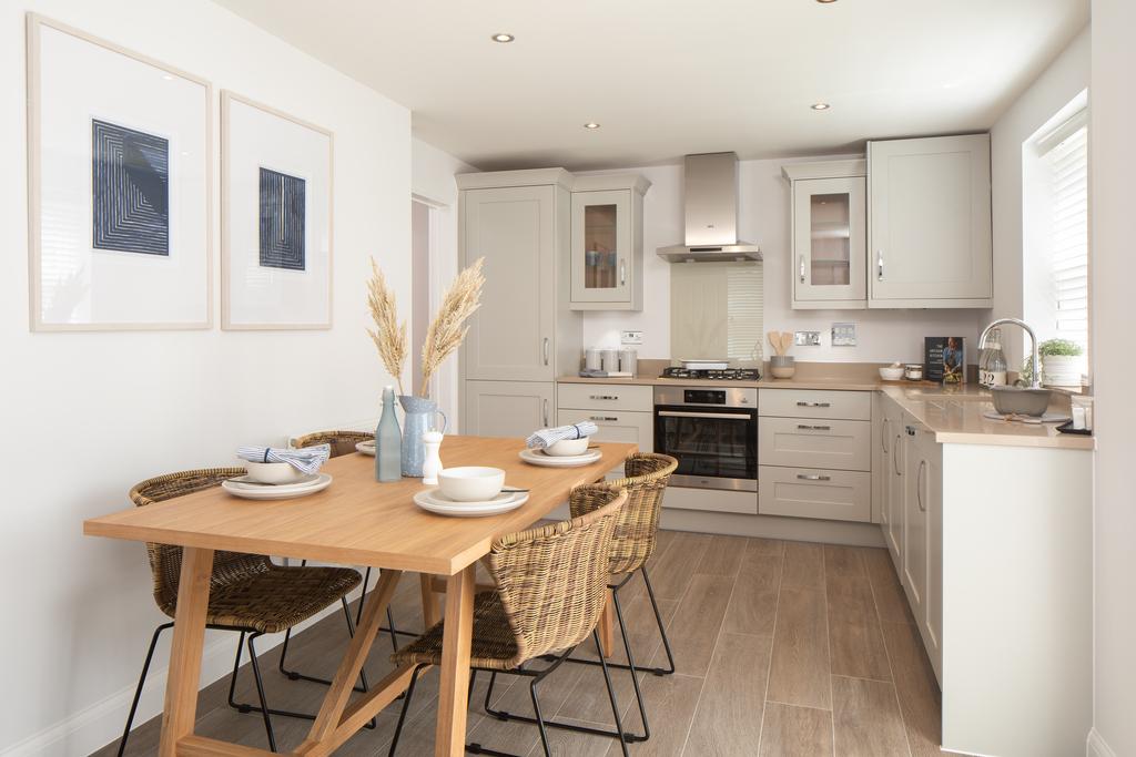 Open plan kitchen and dining area, hadley, 3 bed house type
