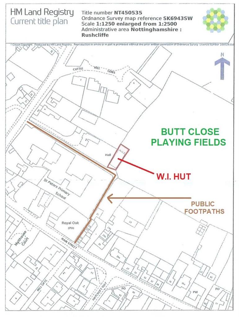 Title Plan for W.I. Hut, Kneeton Road, East Bridgf