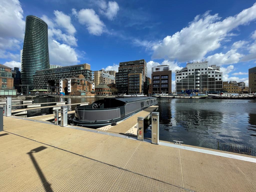 View of the boat and mooring in Millwall Outer...