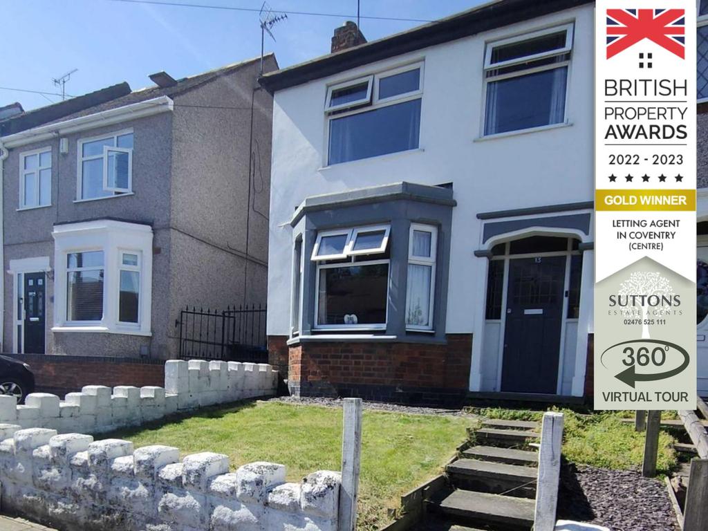 Hartland Avenue, Coventry, CV2 3 bed semidetached house £995 pcm (£
