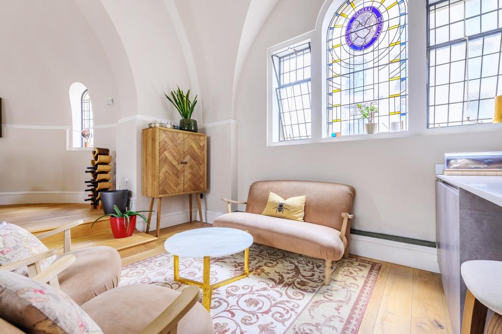 Sitting Room with stained glass