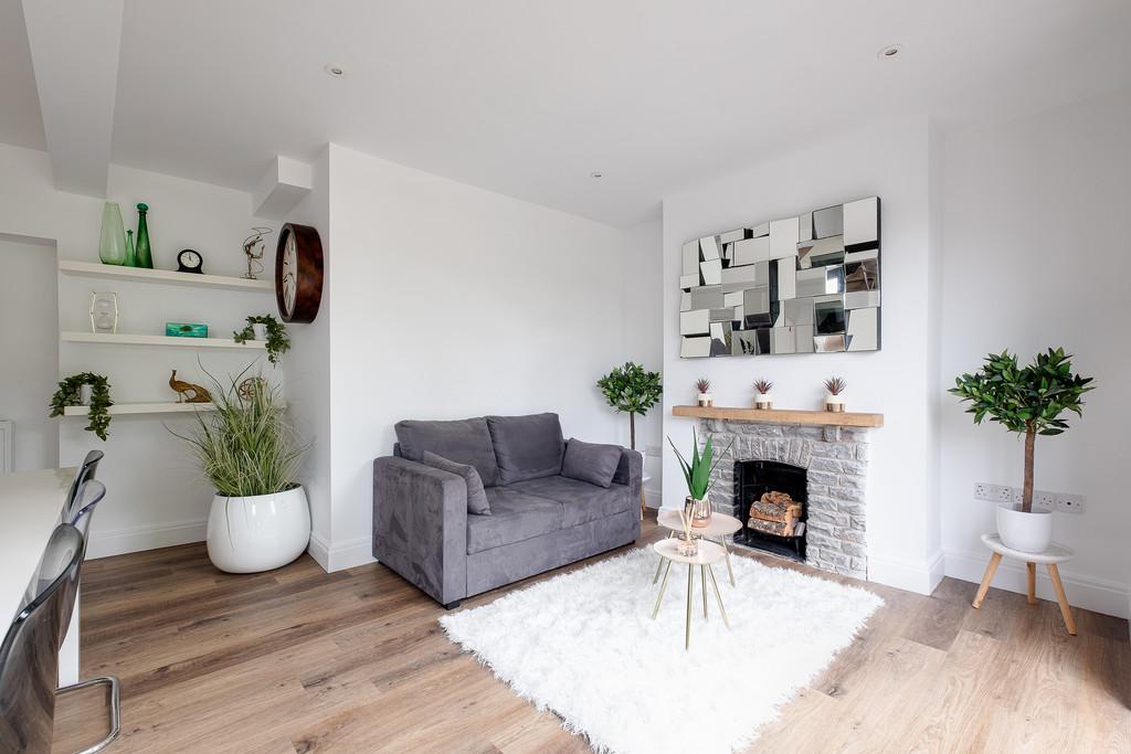Fireplace and seating area in dining/day room