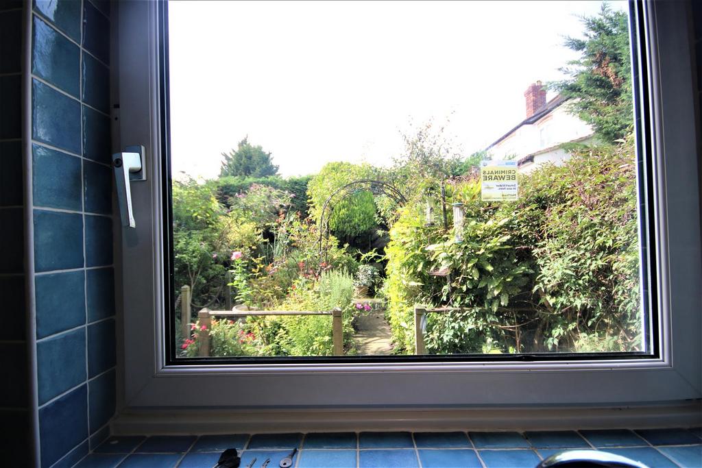 View of garden from kitchen window: