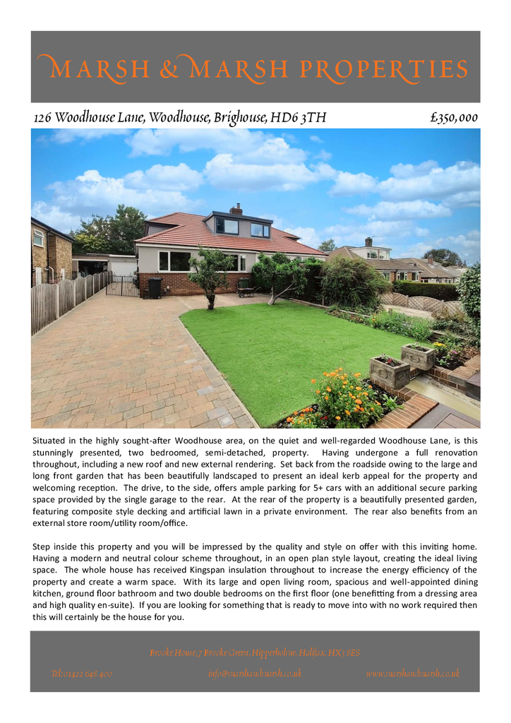 Woodhouse Lane, Brighouse HD6 2 bed semidetached house for sale £350,000