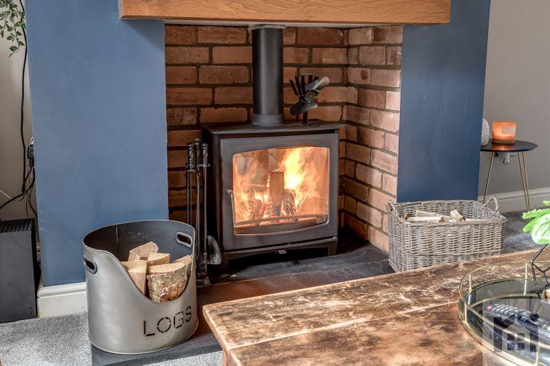 A roaring fire