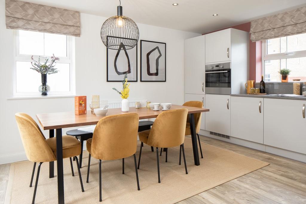 Open plan kitchen with dining area in the...