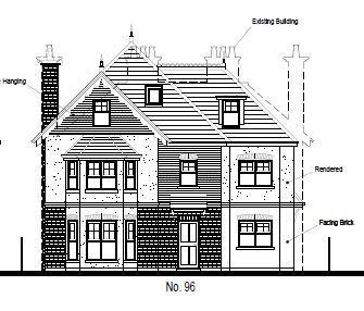North Elevation street scene 96 Lowther Road plans